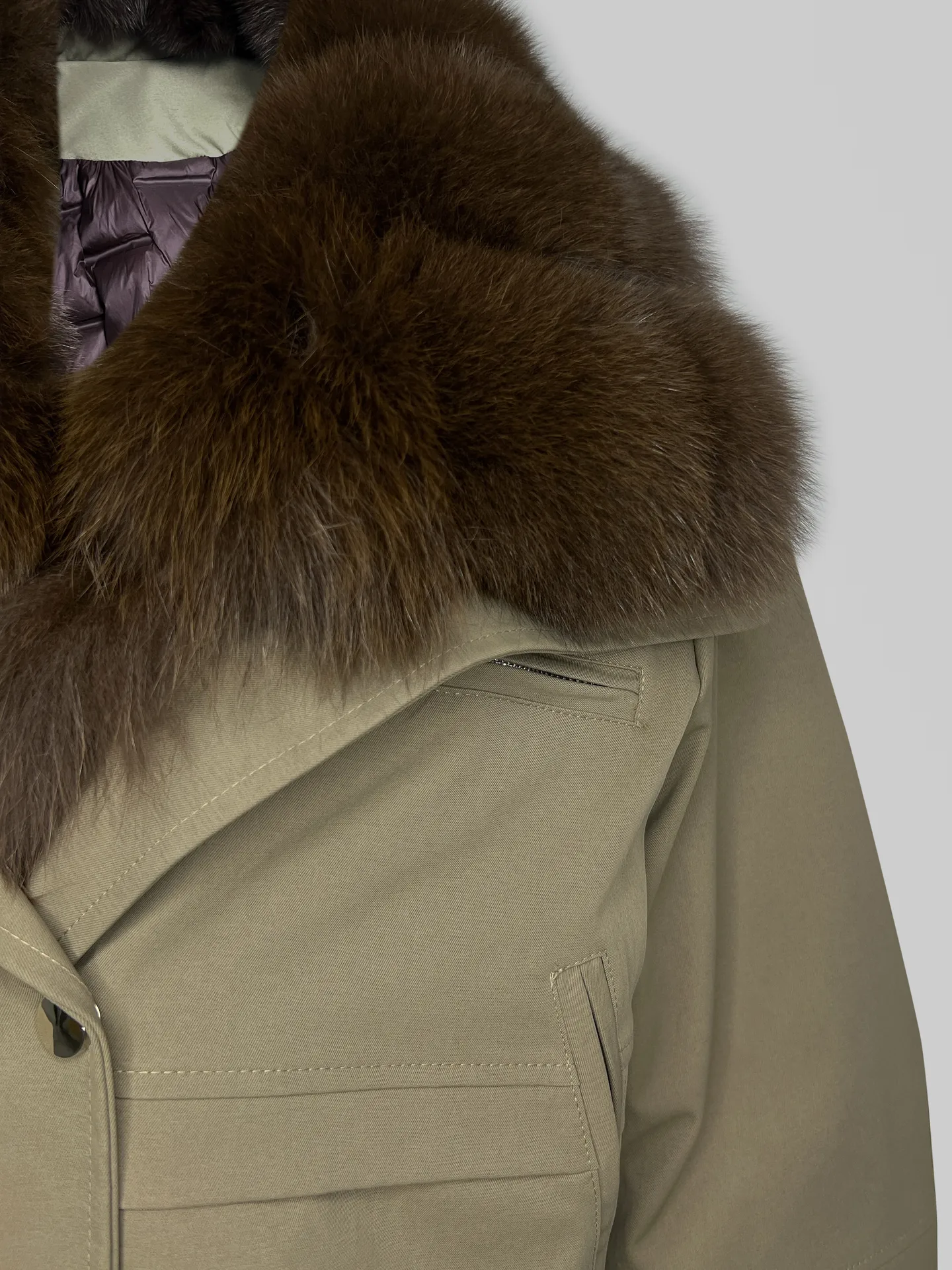 Куртка-парка 2532 укороченная со съемным воротником из меха