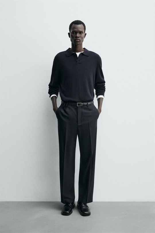 ZARA БРЮКИ STRAIGHT FIT КОМФОРТ, МОРСКОЙ СИНИЙ