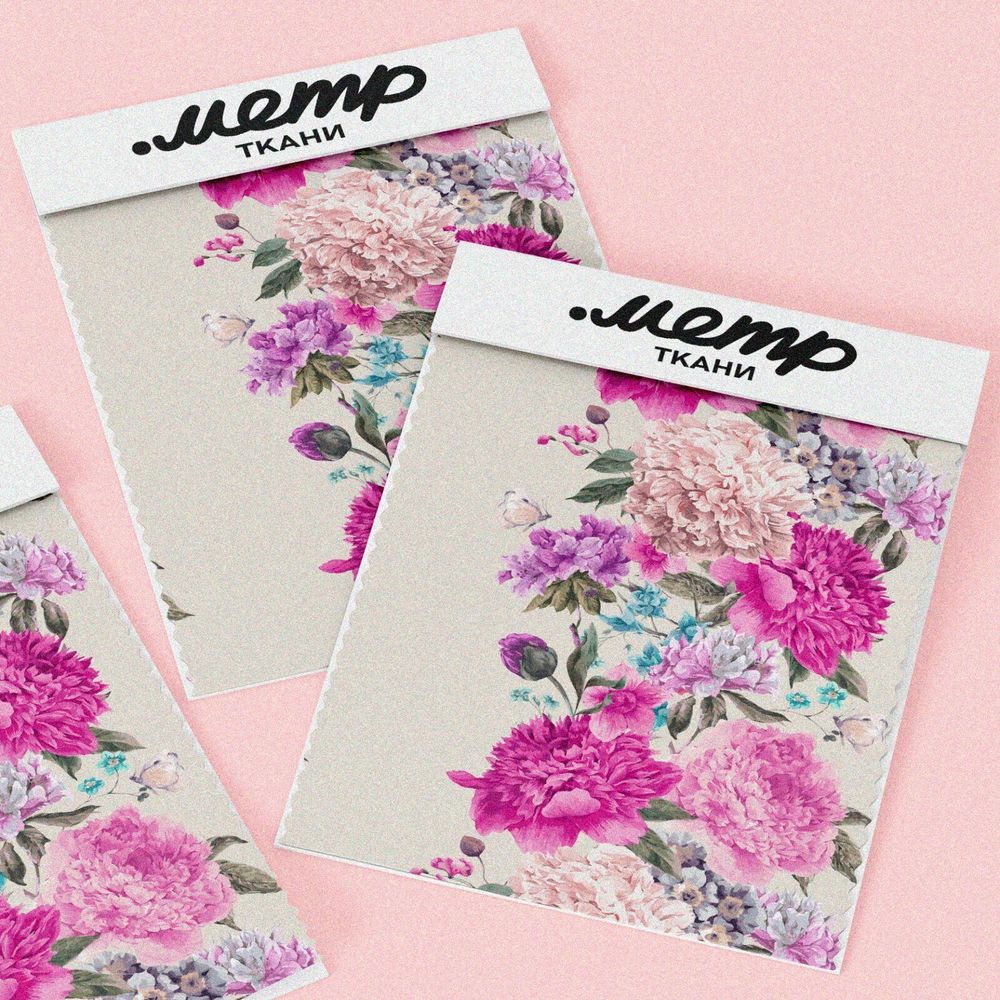 Ткань интерлок цветочные полоски