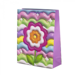 Пакет подарочный бумажный Alingar, (L+) 26х32х10 см, вертикальный, "Объемный цветочек", матов. ламинация, эффект 3D, ассорти