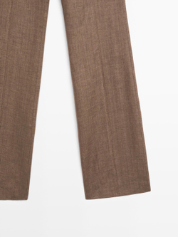 Massimo Dutti Брюки-клеш из 100% льна, коричневый