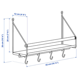 IKEA ÅKERBRUK  (ИКЕА ÅКЕРБРУК)  -  Настенный органайзер с крючками, 42x12x26 см