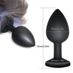 Силиконовая анальная пробка с хвостиком серебристая лиса (Цвет: черный с серым)