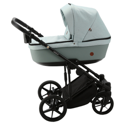 Детская коляска Adamex Amelia 2 в 1 AM260-TIP (СЕР-ЗЕЛ.ТК.+СЕР-ЗЕЛ. КОЖ)