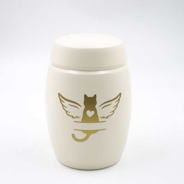 Урна для праха животных Облако слон. кость "Кошка Ангел"