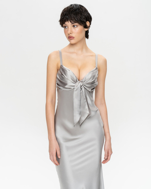 Платье миди из сатина с открытой спиной