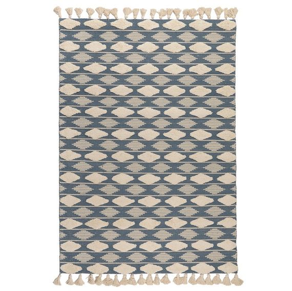 Ковер из хлопка синего цвета Argyle Ethnic 160х230 см