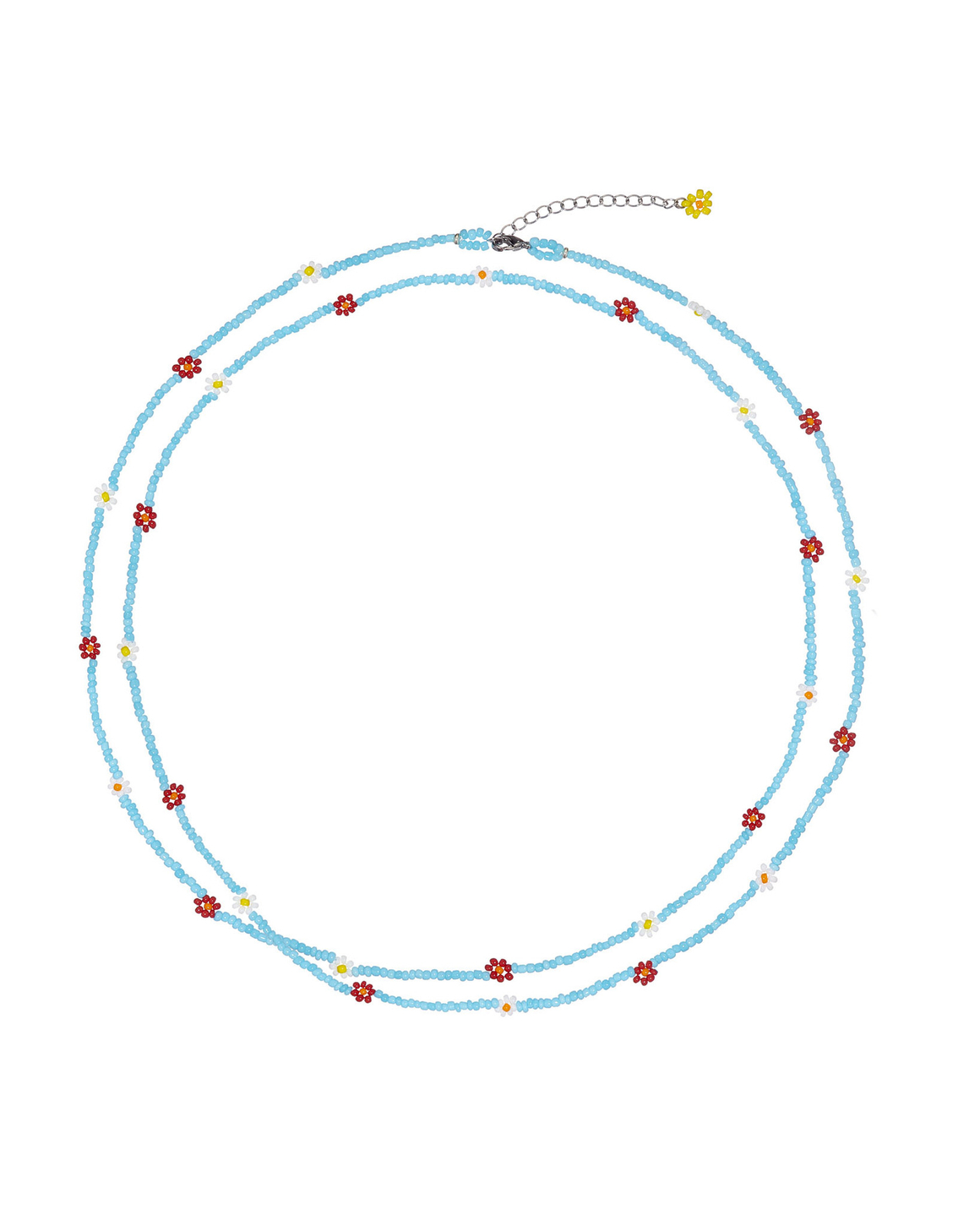 Колье-бисер, длинное, цветы