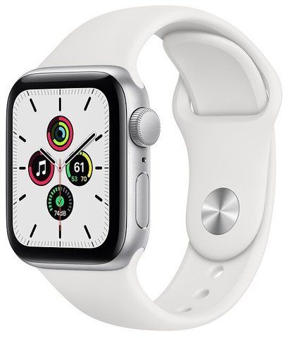 Часы Apple Watch SE GPS 40mm Aluminum Case with Sport Band Серебристый/белый (MYDM2)