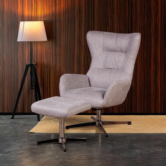 Кресло качалка с оттоманкой ANDREA, серый