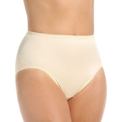 Шелковистые трусы средней степени коррекции с высокими боковыми вырезами (Размер: 2X) (Цвет: бежевый)