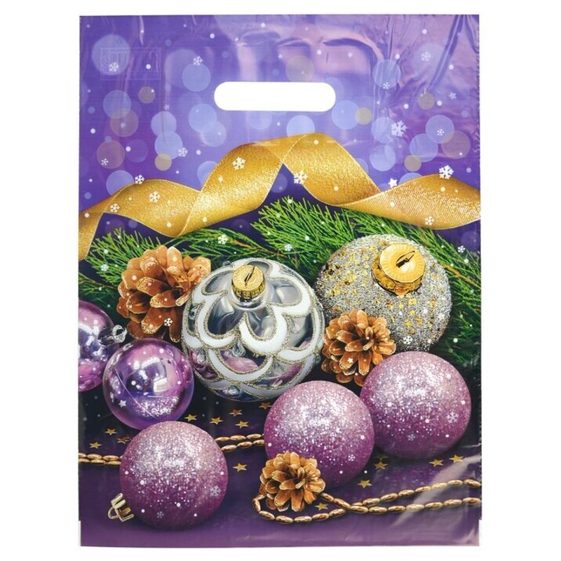 Пакет новогодний прорубная ручка Россия 30*40 см 30 мкм ПВД Блеск 1 шт 1 000 шт/кор