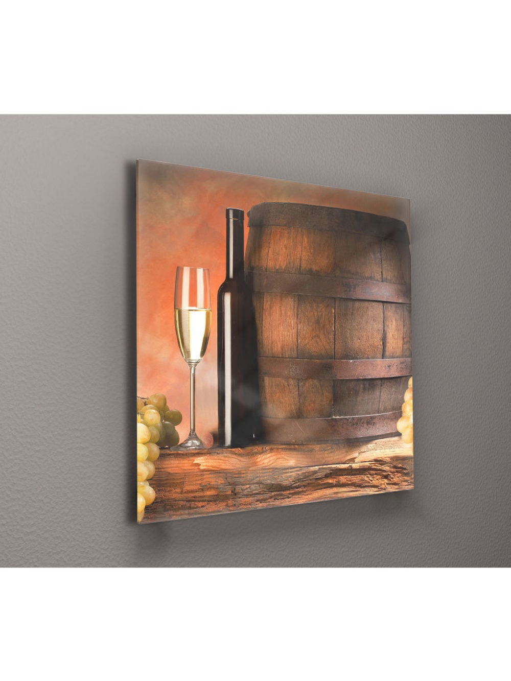 Картина на стекле, Картина на стену Бочка вина, 28х28см Декор для дома, подарок