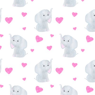 Милый слоник и сердечки