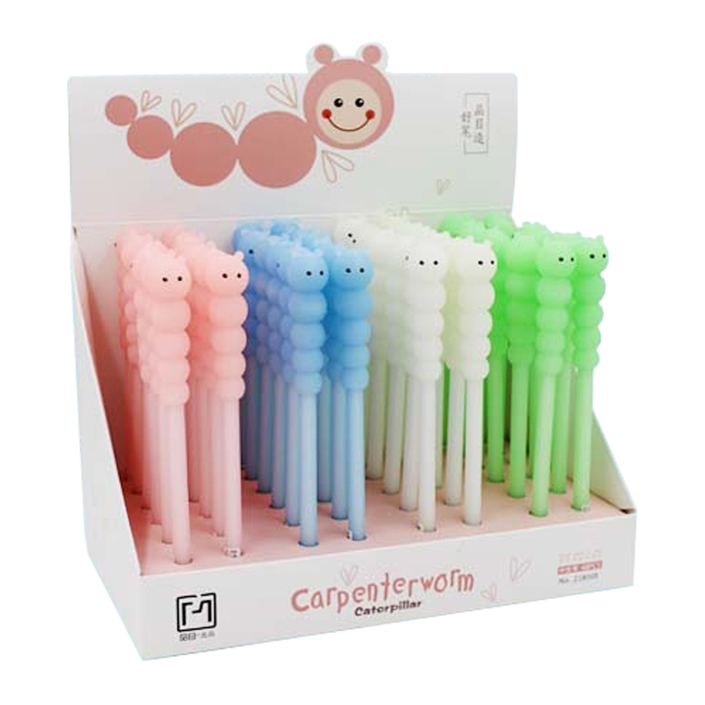 Ручка гелевая, Basir, синие чернила, серия "Гусеница", с круглым корпусом, 48 шт