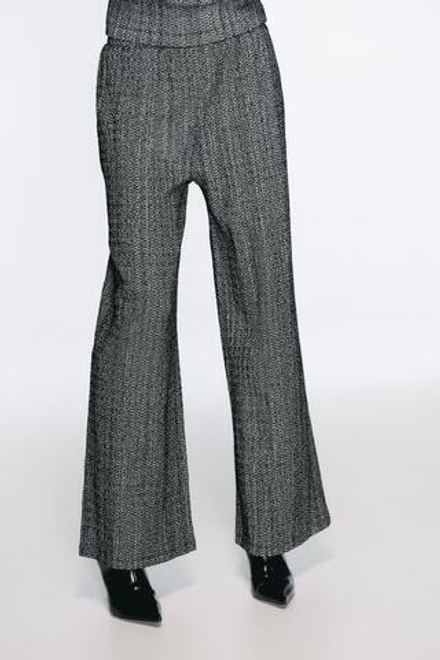 ZARA ШИРОКИЕ БРЮКИ С ТЕКСТУРНЫМ УЗОРОМ, ЧЕРНЫЙ/БЕЛЫЙ