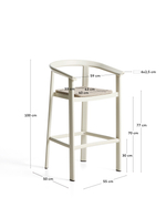 Уличный барный стул Erice из алюминия и веревки цвета экрю, 75 см