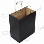 Крафт пакет с кручеными ручками и прямоугольным дном 350*150*450 мм 80 г/м2 черный внутри бурый, 25шт