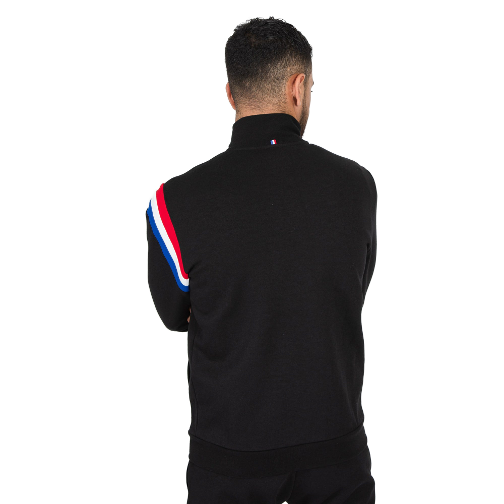 Мужская теннисная кофта Le Coq Sportif Tri FZ Sweat No.1 M - black/new optical white/blue electro