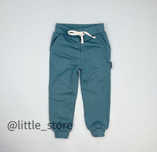 Брюки из футера "One love" Серо-зеленые