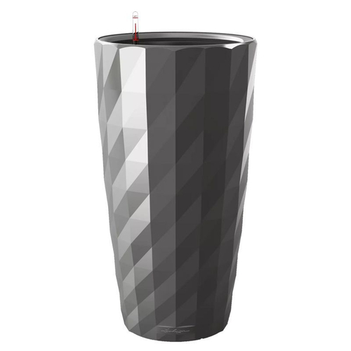 Кашпо Lechuza "Diamante Complete charcoal metallic" (пластик), D40хН75 см
