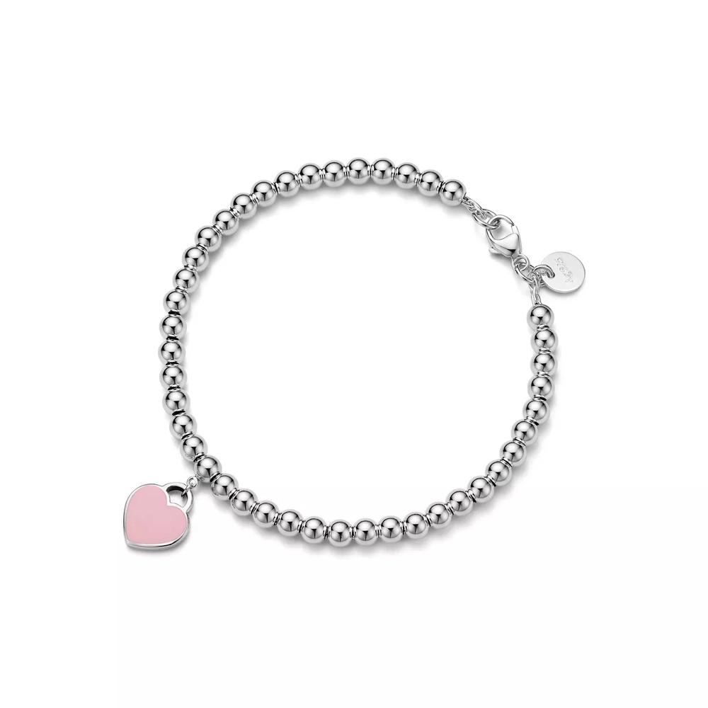 Браслет из серебра с розовой эмалью и бриллиантом, Tiffany 🩷 В наличии
