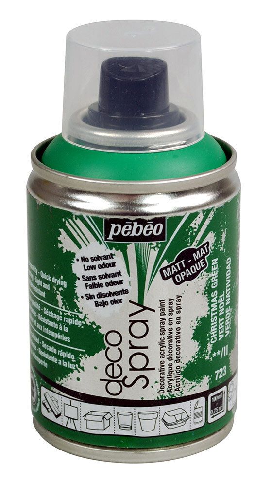 Краска на водной основе аэрозольная decoSpray 100 мл, 093723 зеленый рождественский, Pebeo