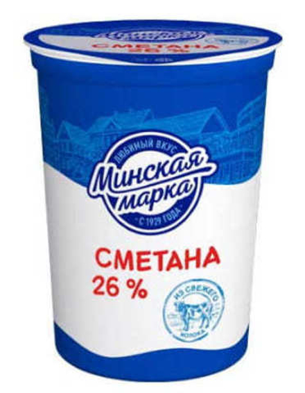 Сметана "Минская марка" 26% 380г. Минск