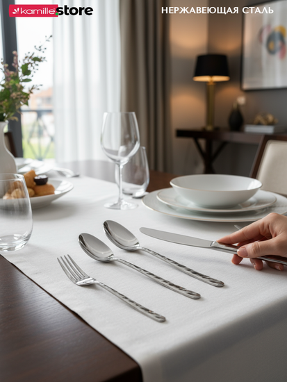 Набор столовых приборов 24 предмета в деревянной коробке