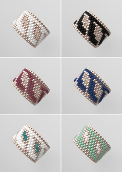 Схема кольца из бисера, узор PEYOTE, мозаичное плетение, четный счет, узор пейот из Miyuki Delica 11/0, файл PDF, RING_389