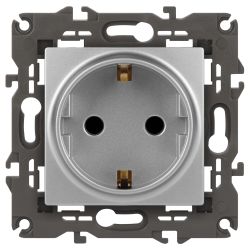 14-2102-03 ЭРА Розетка 2P+E Schuko со шторками, 16A-250В, IP20, Эра Elegance, алюминий