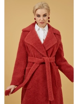 Шуба чебурашка пальто тедди из шерсти, красная, SilverFox