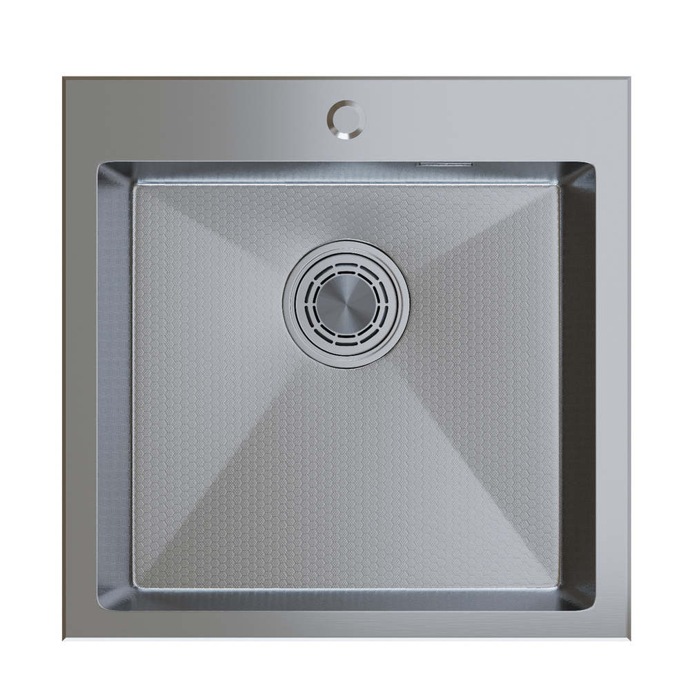 Мойка настол.монтаж 50х50 (3,0) вып 3 1/2  MIXLINE ПРО С ФАСКОЙ 20см с сифоном (сатин НАНО декор)