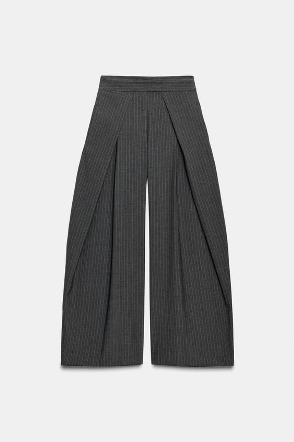 ZARA БРЮКИ В ТОНКУЮ ПОЛОСКУ С ЗАЩИПАМИ — ZW COLLECTION, СЕРЫЙ