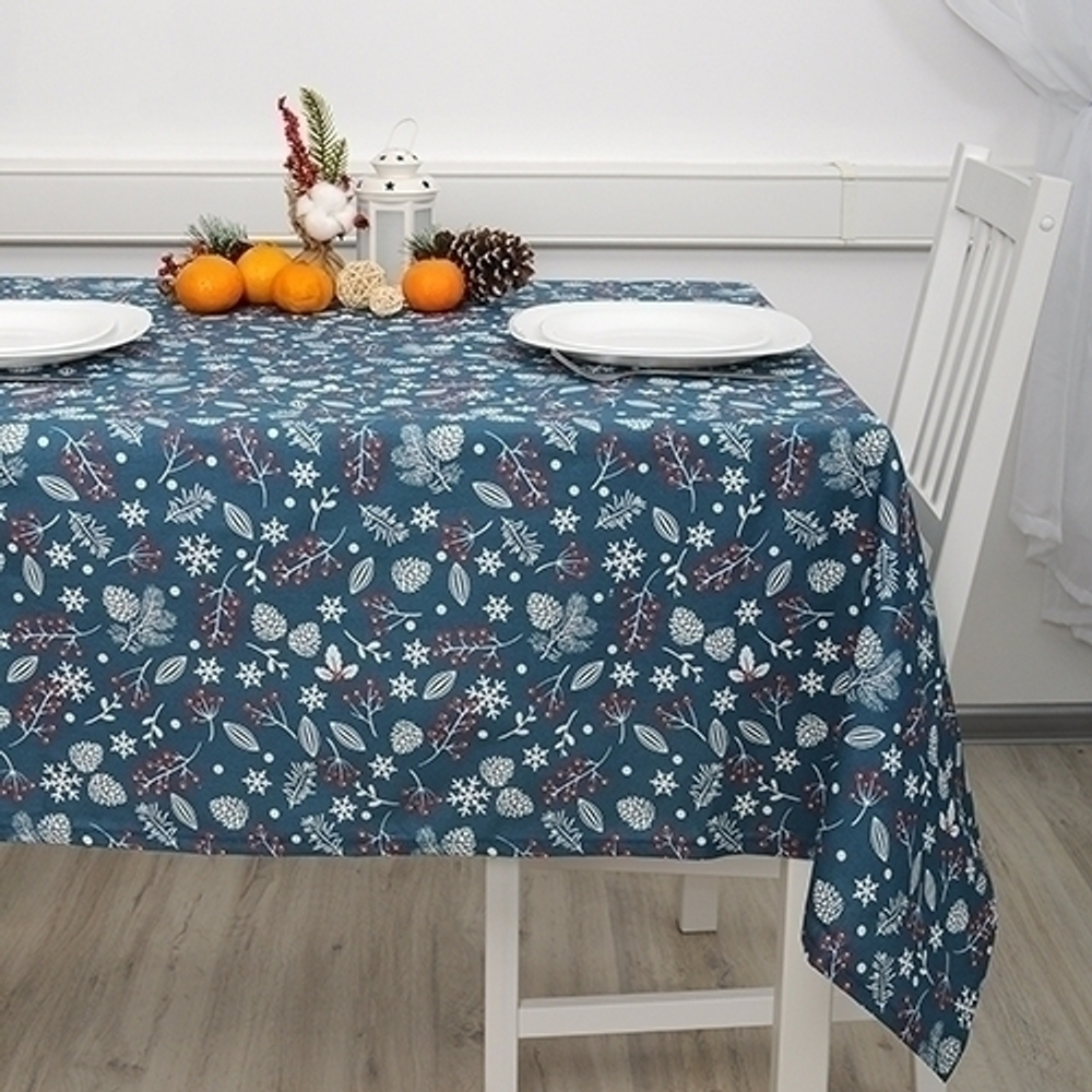Скатерть 145*180см Шишки синий «NewYear»