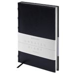 Ежедневник недатированный А5 138х213 мм BRAUBERG "FLAME", под кожу, 160 л., черный, серебряный срез, 113425