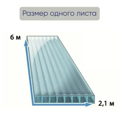 Поликарбонат сотовый для теплиц, прозрачный, Ultramarin, 4 мм, 6 метров, 1 лист