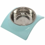 Миска металлическая «Колор-Волна» 250мл 19*16*5см на пластиковой подставке,цвет голубой