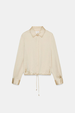 ZARA АТЛАСНАЯ РУБАШКА ZW WOMAN, ЭКРЮ
