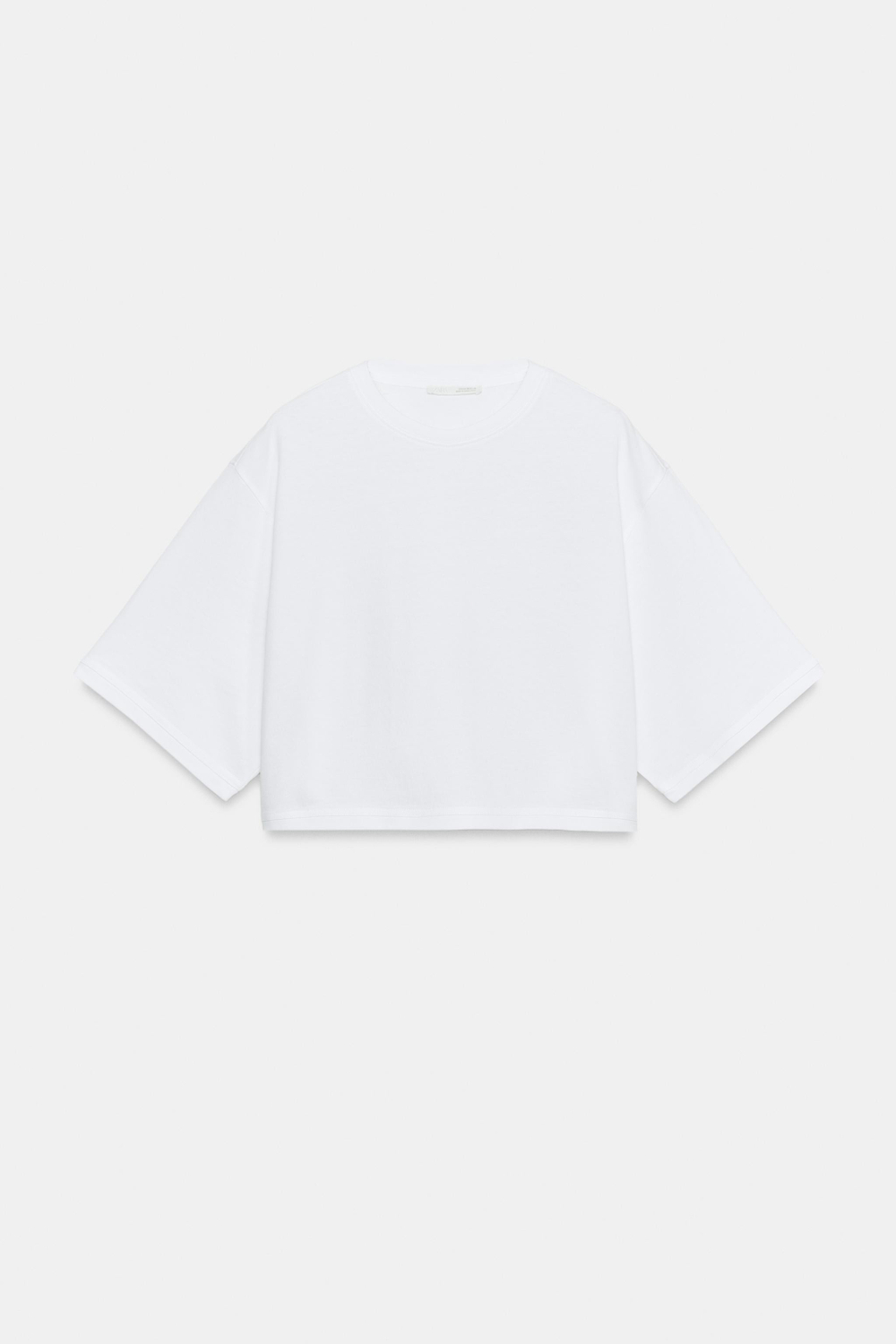 ZARA УКОРОЧЕННАЯ ФУТБОЛКА ОВЕРСАЙЗ, БЕЛЫЙ