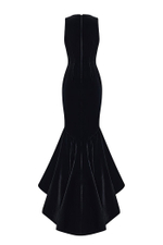 Платье макси из бархата с воланом