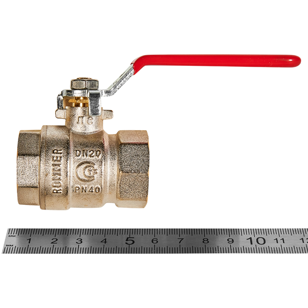 Кран шаровой полнопроходной ROMMER - 3/4" (ВР/ВР, PN40, ручка-рычаг)