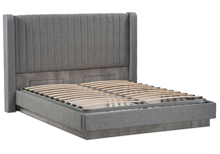 Кровать Woodville Tulip 160х200 с ПМ метрополитан грей, белая матовая