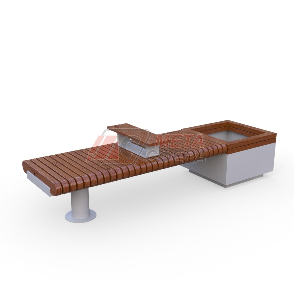 Лавка Rail Road 01 с вазоном и подлокотником