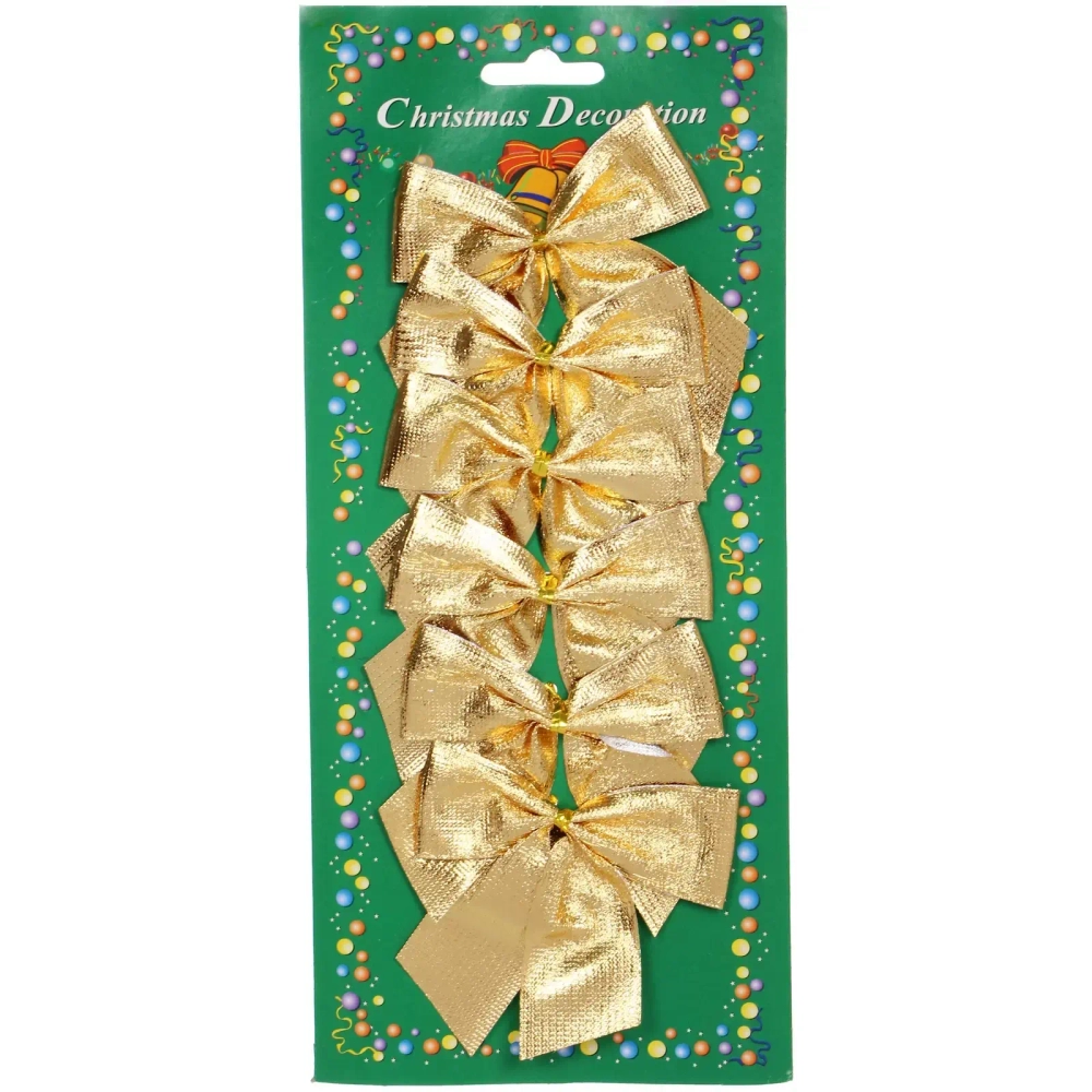 Бант на ёлку «Золотой шик» 9*7см (набор 6шт)