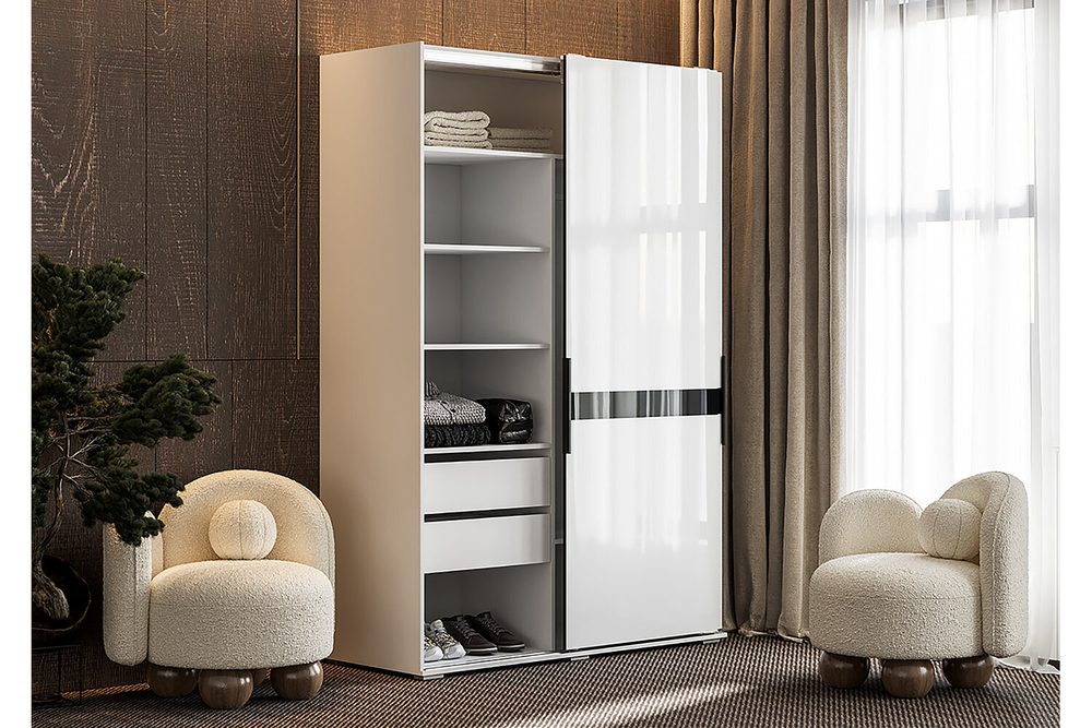 Шкаф-купе Оскар 1,5м белый/глянец белый