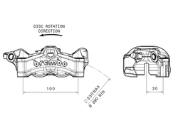 Brembo Суппорт передний левый Brembo Racing Stylema 100мм черный 920D02092