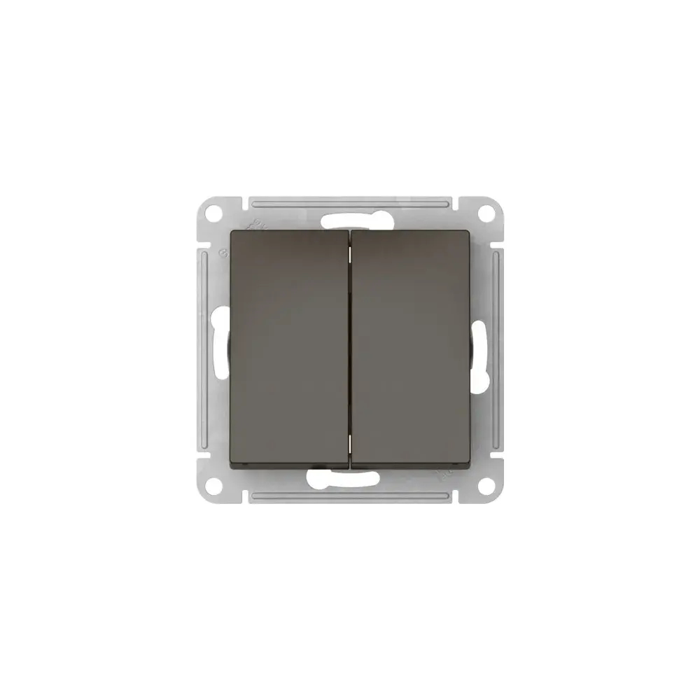 ATLASDESIGN 2-клавишный ПЕРЕКЛЮЧАТЕЛЬ, сх.6+6, 10АХ, мех., быстрозажим. клем., МОККО