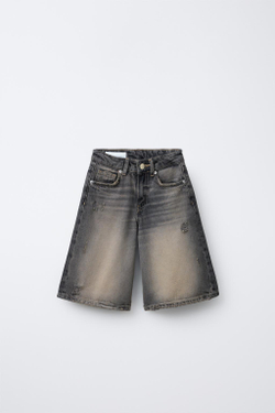 ZARA ДЛИННЫЕ ДЖИНСОВЫЕ ШОРТЫ, СЕРЫЙ