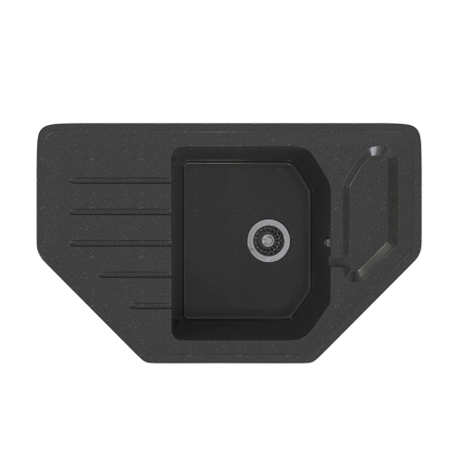 Мойка ML-GMS17 СТАНДАРТ угловая с крылом, черный (308), 780*485*190мм